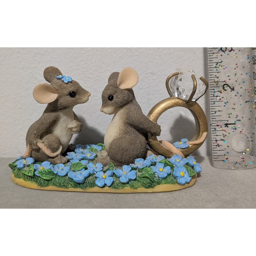 Vtg Charming Tails I Have A Question For You Figurine 89/603 Proposal Ring Mice - Picture 10 of 11